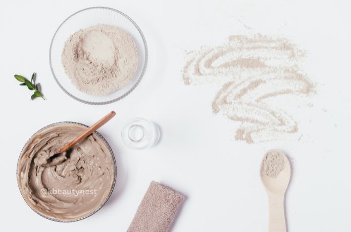 Freshly prepared kaolin clay face mask in a bowl