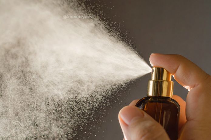 Rice water using a face mist